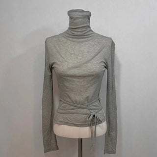 Clue Wool See-Through Uneven Ballet Core Strap Polo Shirt