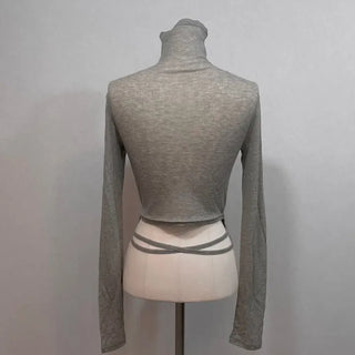 Clue Wool See-Through Uneven Ballet Core Strap Polo Shirt