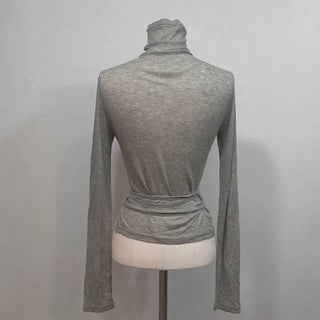 Clue Wool See-Through Uneven Ballet Core Strap Polo Shirt