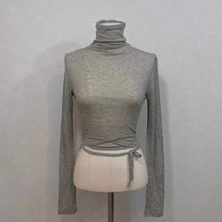 Clue Wool See-Through Uneven Ballet Core Strap Polo Shirt