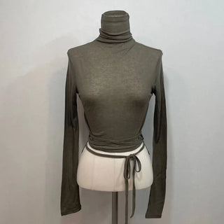 Clue Wool See-Through Uneven Ballet Core Strap Polo Shirt