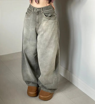Mate Buckle Wide Pigment Washed Denim Pants