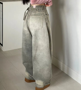 Mate Buckle Wide Pigment Washed Denim Pants