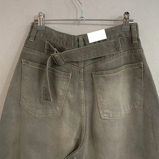 Mate Buckle Wide Pigment Washed Denim Pants