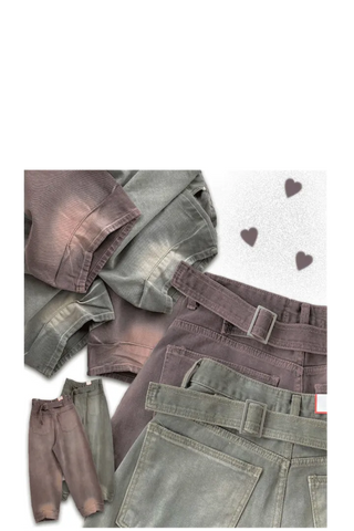 Mate Buckle Wide Pigment Washed Denim Pants