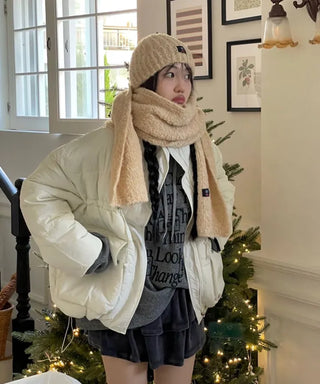 Shiru Wool Poggle Thick Cozy Knit Long Muffler Scarf