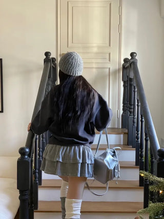 Earl Grey two-tone knit knee-high leg warmers