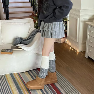 Earl Grey two-tone knit knee-high leg warmers