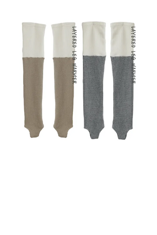 Earl Grey two-tone knit knee-high leg warmers