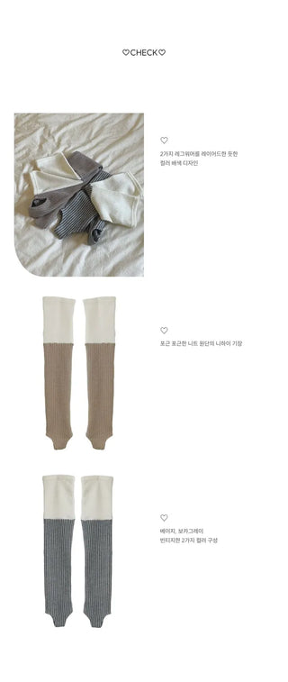Earl Grey two-tone knit knee-high leg warmers