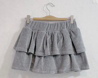 Bosom Soft Velvet Low Tiered Mini Cancan Skirt