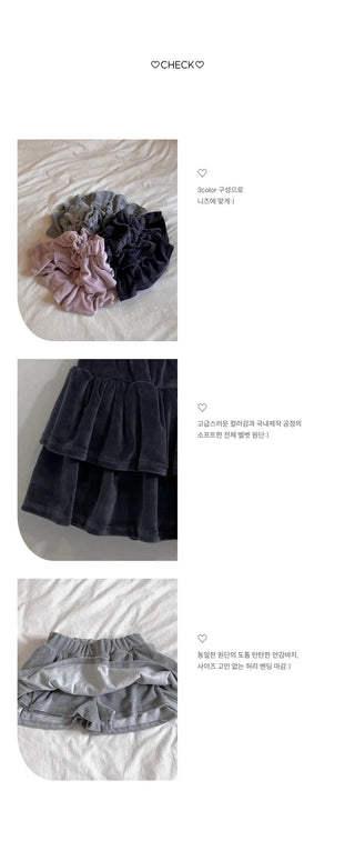 Bosom Soft Velvet Low Tiered Mini Cancan Skirt