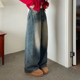 Yuko side cut team wide denim pants 2 sizes