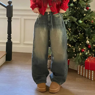 Yuko side cut team wide denim pants 2 sizes