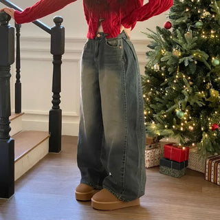 Yuko side cut team wide denim pants 2 sizes