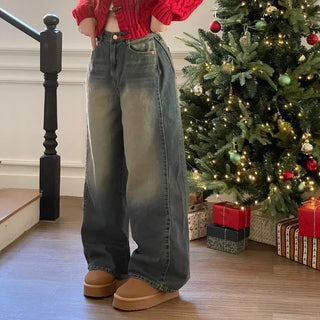 Yuko side cut team wide denim pants 2 sizes