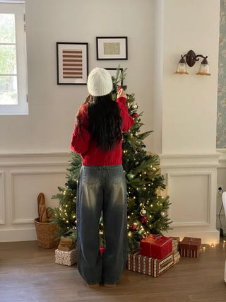 Yuko side cut team wide denim pants 2 sizes