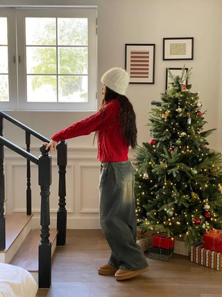 Yuko side cut team wide denim pants 2 sizes