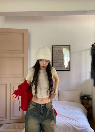 Yuko side cut team wide denim pants 2 sizes