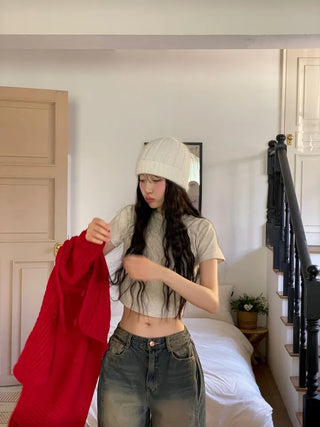 Yuko side cut team wide denim pants 2 sizes