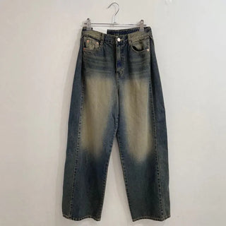 Yuko side cut team wide denim pants 2 sizes