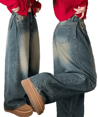 Yuko side cut team wide denim pants 2 sizes
