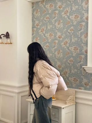 Dope String Color Block Snap Button High Neck Wellon Short Padding