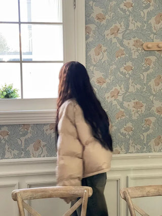 Dope String Color Block Snap Button High Neck Wellon Short Padding