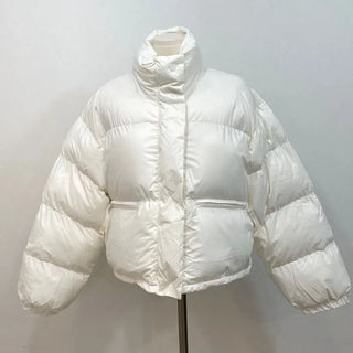 Dope String Color Block Snap Button High Neck Wellon Short Padding