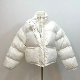 Dope String Color Block Snap Button High Neck Wellon Short Padding