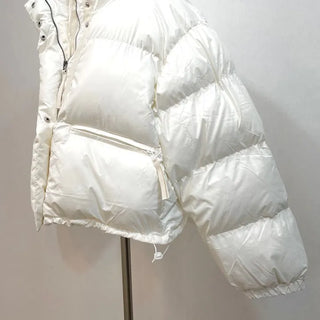 Dope String Color Block Snap Button High Neck Wellon Short Padding