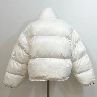 Dope String Color Block Snap Button High Neck Wellon Short Padding