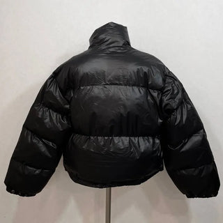 Dope String Color Block Snap Button High Neck Wellon Short Padding