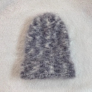 Set Blurry Mix Fluffy Soft Knit Beanie Muffler Set