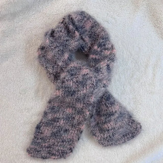 Set Blurry Mix Fluffy Soft Knit Beanie Muffler Set