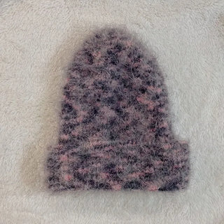 Set Blurry Mix Fluffy Soft Knit Beanie Muffler Set