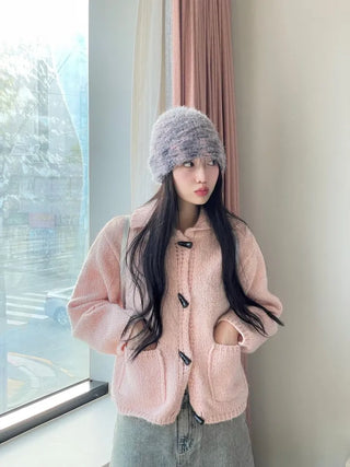 Set Blurry Mix Fluffy Soft Knit Beanie Muffler Set