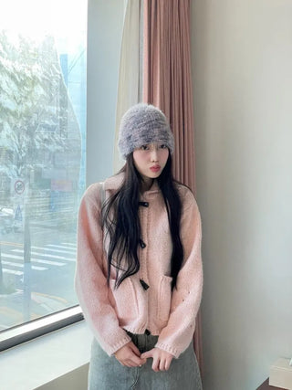 Set Blurry Mix Fluffy Soft Knit Beanie Muffler Set