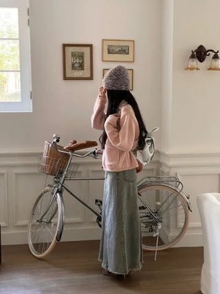 Set Blurry Mix Fluffy Soft Knit Beanie Muffler Set