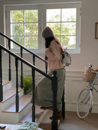 Set Blurry Mix Fluffy Soft Knit Beanie Muffler Set