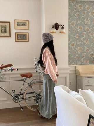 Set Blurry Mix Fluffy Soft Knit Beanie Muffler Set