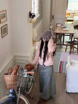 Set Blurry Mix Fluffy Soft Knit Beanie Muffler Set