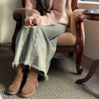 Set Blurry Mix Fluffy Soft Knit Beanie Muffler Set