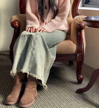 Set Blurry Mix Fluffy Soft Knit Beanie Muffler Set