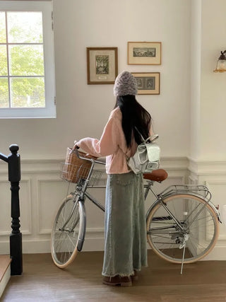 Set Blurry Mix Fluffy Soft Knit Beanie Muffler Set