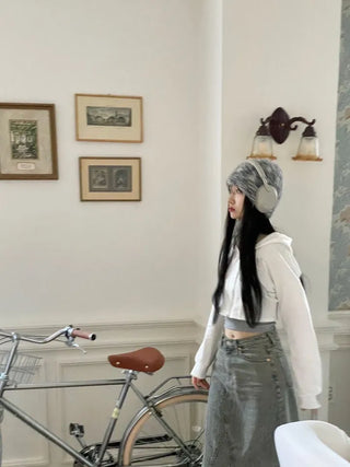 Set Blurry Mix Fluffy Soft Knit Beanie Muffler Set