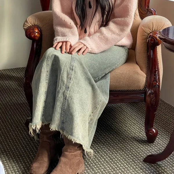 Betty Teen Vintage Denim Maxi Long Skirt