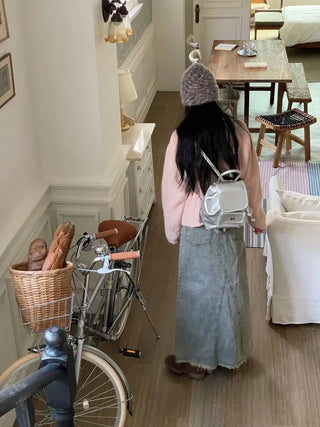 Betty Teen Vintage Denim Maxi Long Skirt