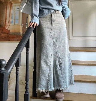 Betty Teen Vintage Denim Maxi Long Skirt