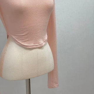 Big V-neck cropped long sleeve T-shirt in